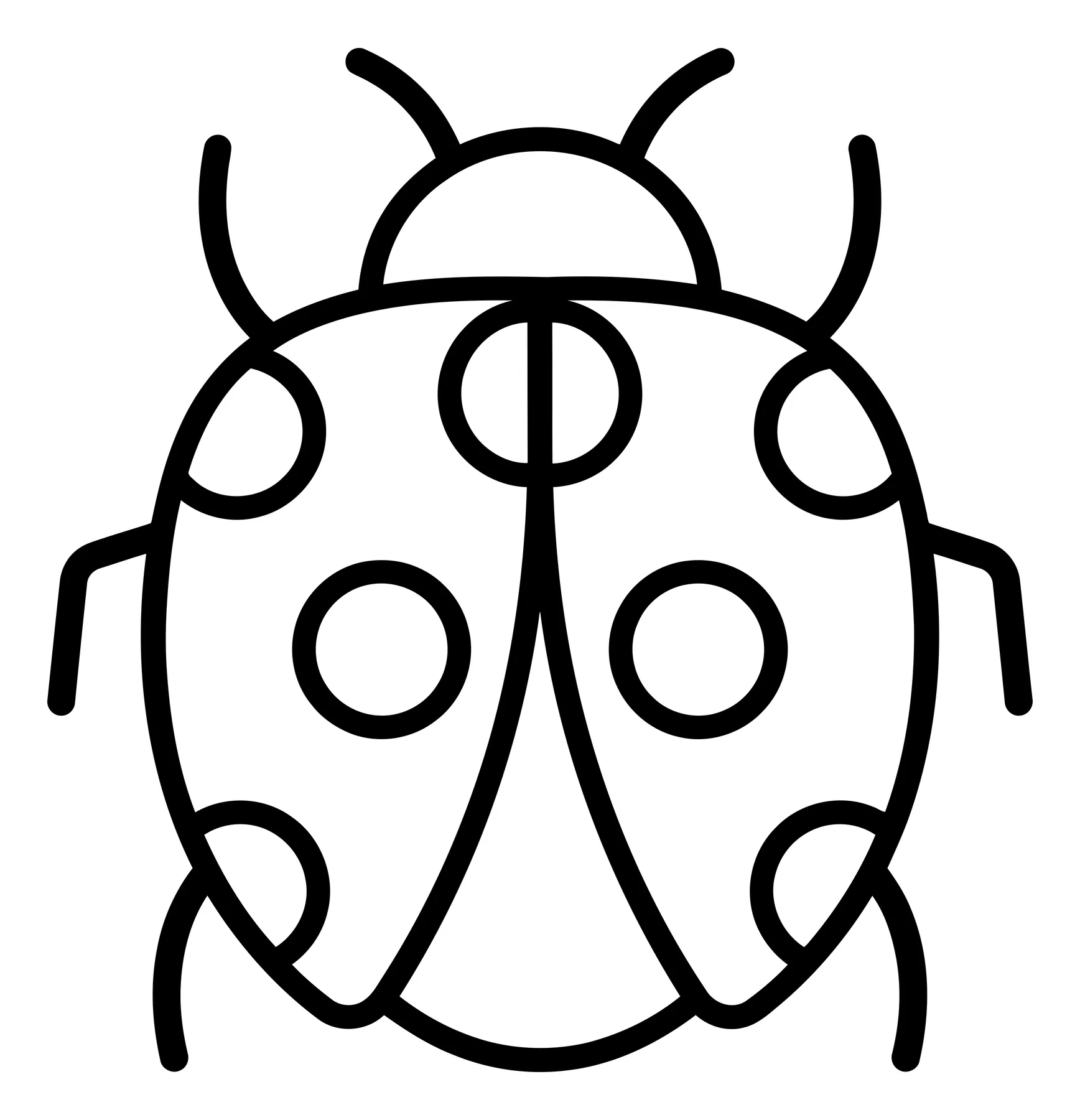 Minimalist Ladybug Outline Icon in Vector Style