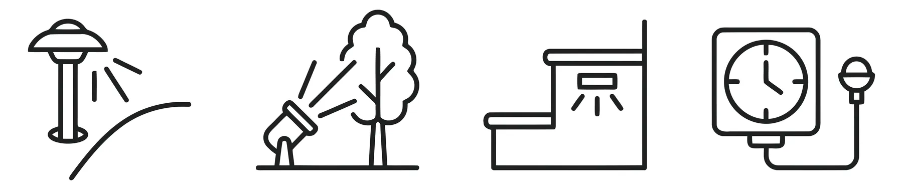Landscape Lighting and Smart Timer Icons Vector Set