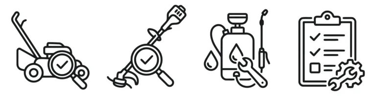 Lawn Care Equipment Maintenance Icons Set