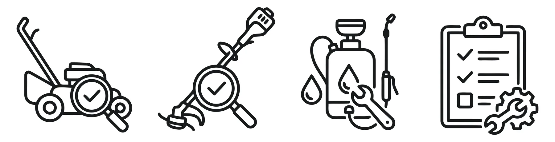 Lawn Care Equipment Maintenance Icons Set