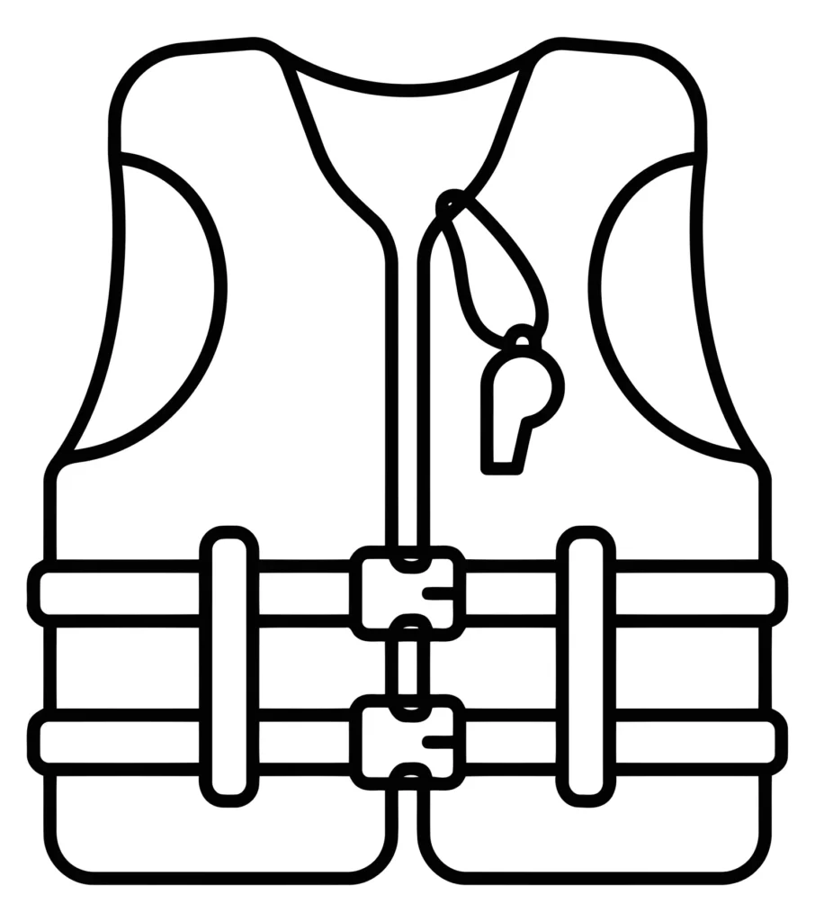life jacket vest icon with whistle