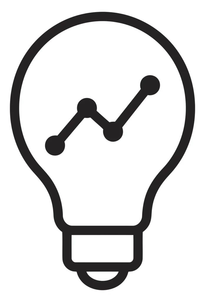 light bulb icon with a line graph inside