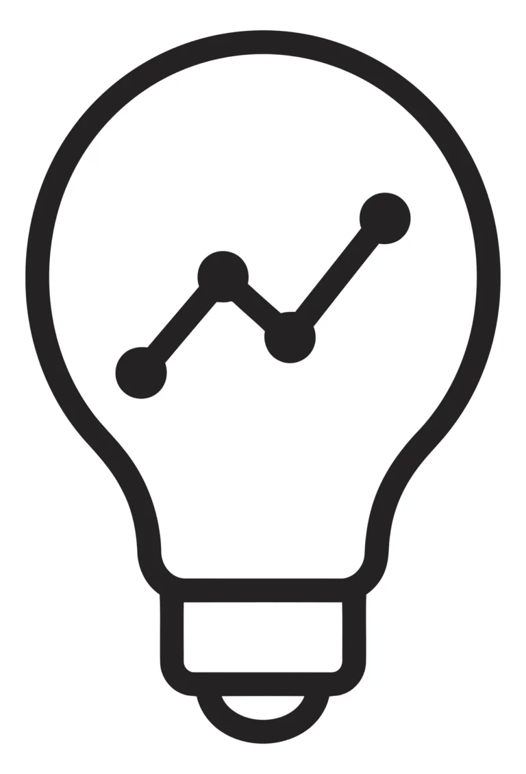 light bulb icon with a line graph inside