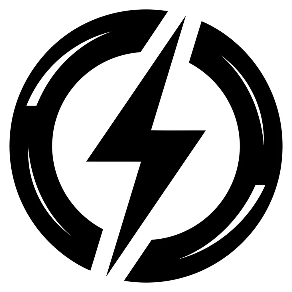lightning bolt icon inside a circle, representing energy, power, or electricity, flat vector illustration