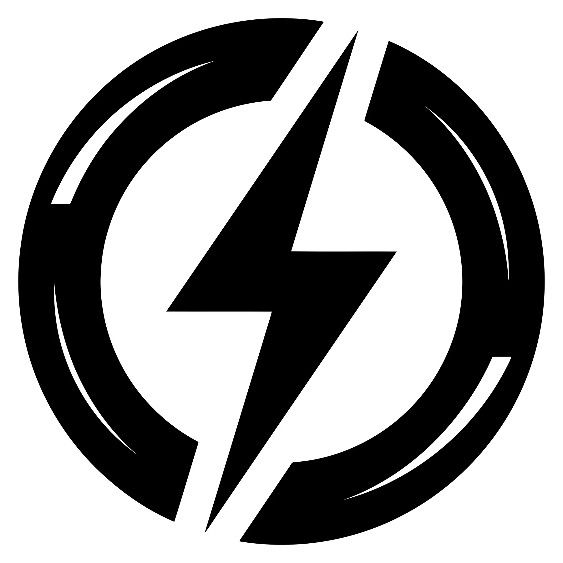 Black Lightning Bolt Icon in Circular Frame Vector