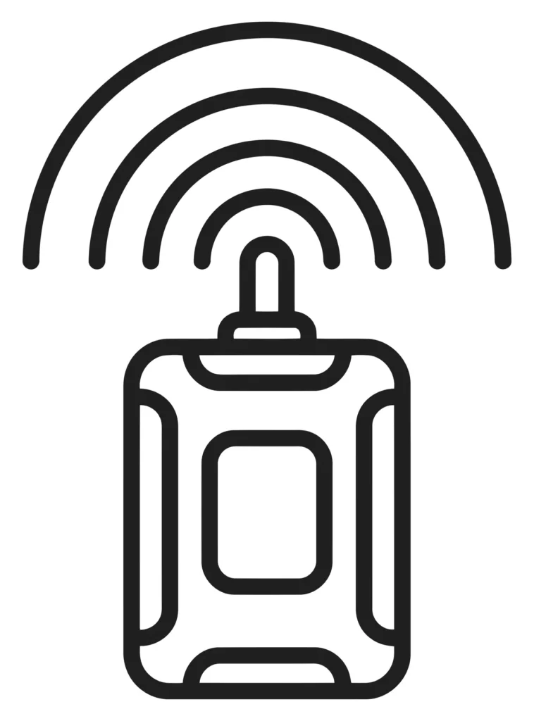 line art icon of a portable radio or signal transmitter