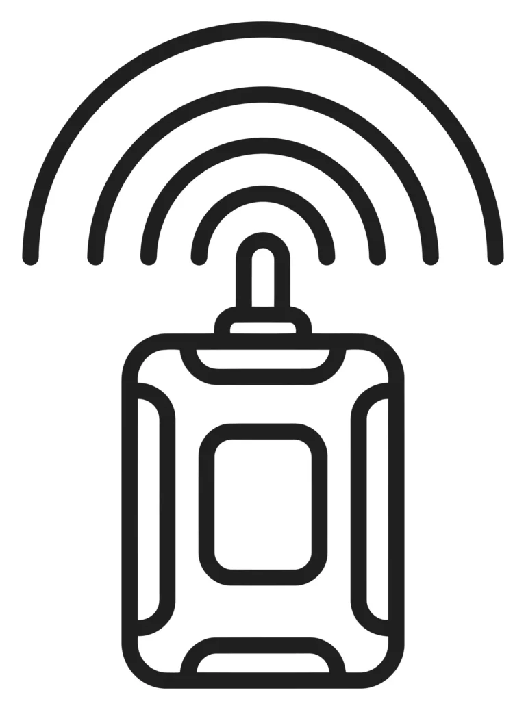 Minimalist Line Art Icon of a Portable Radio Transmitter