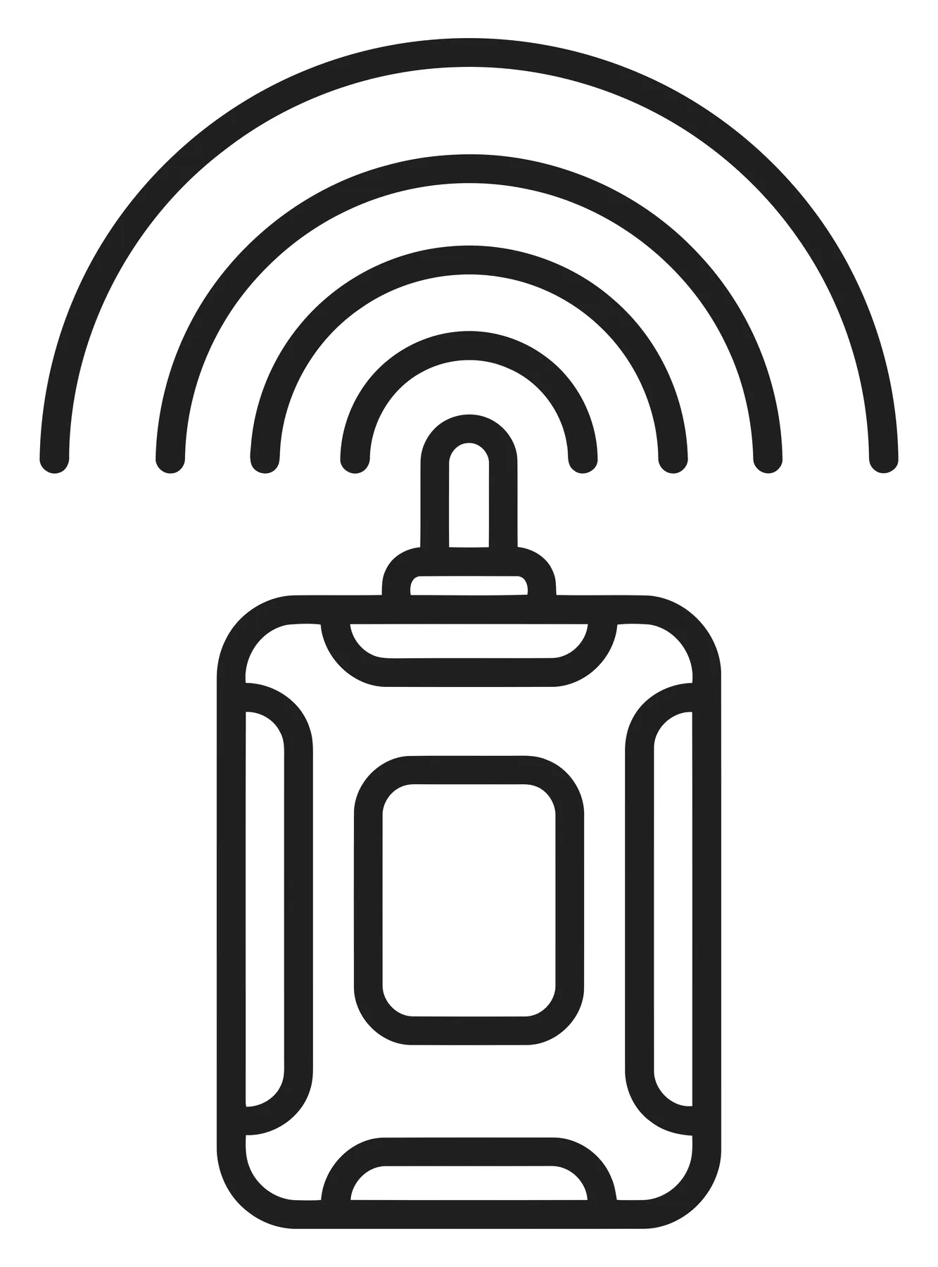 Minimalist Line Art Icon of a Portable Radio Transmitter