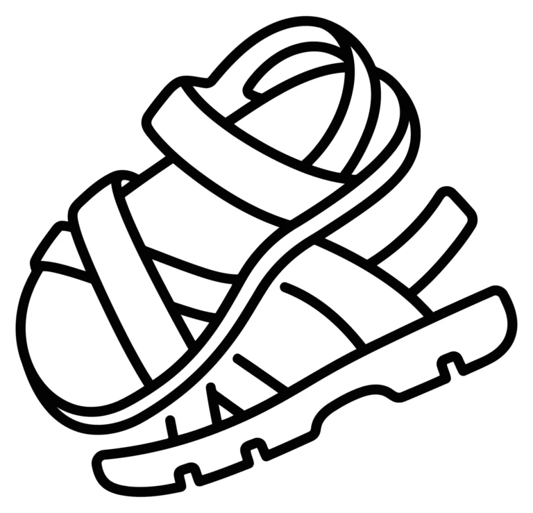 line art icon of a trekking sandal for outdoor activities