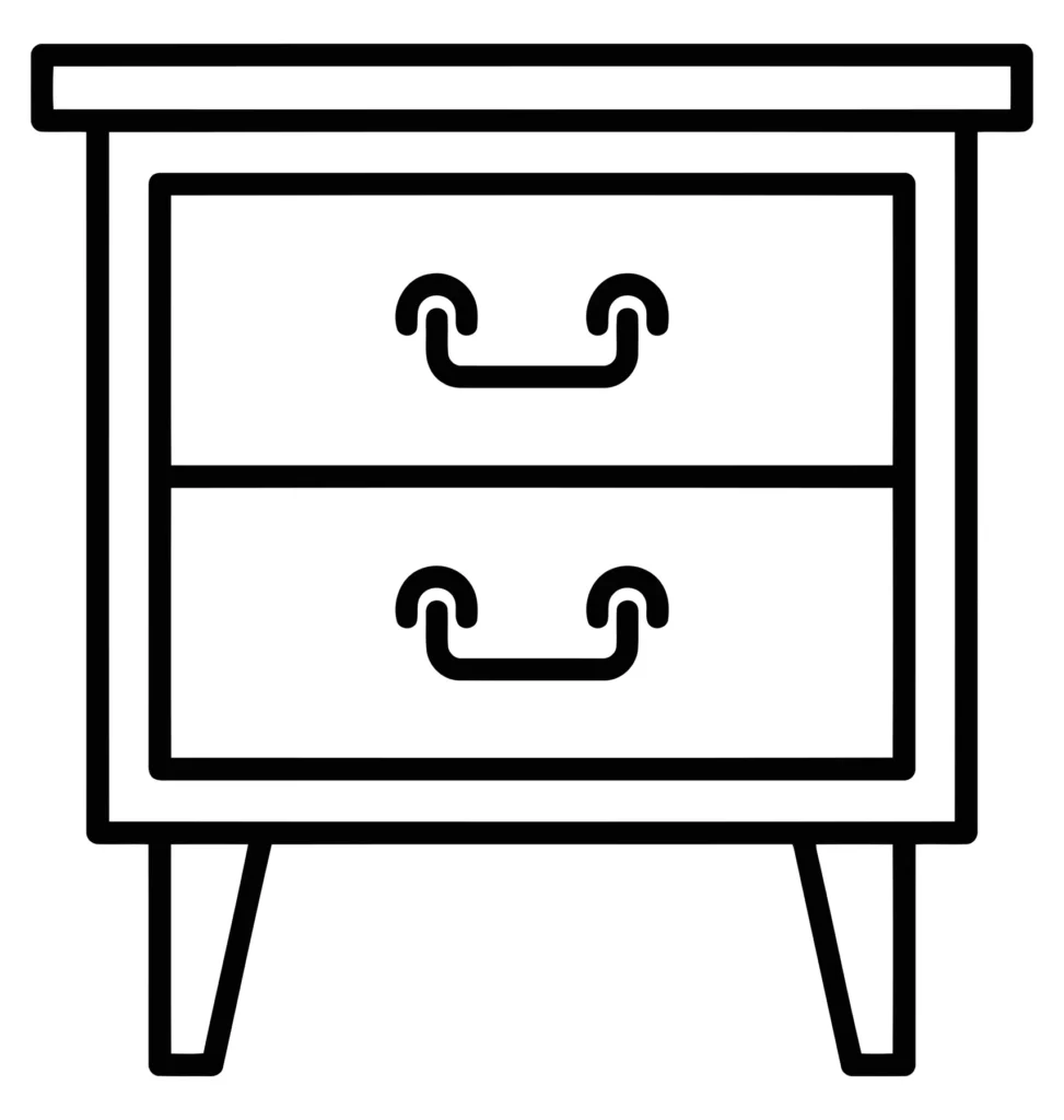line art icon of a twodrawer nightstand