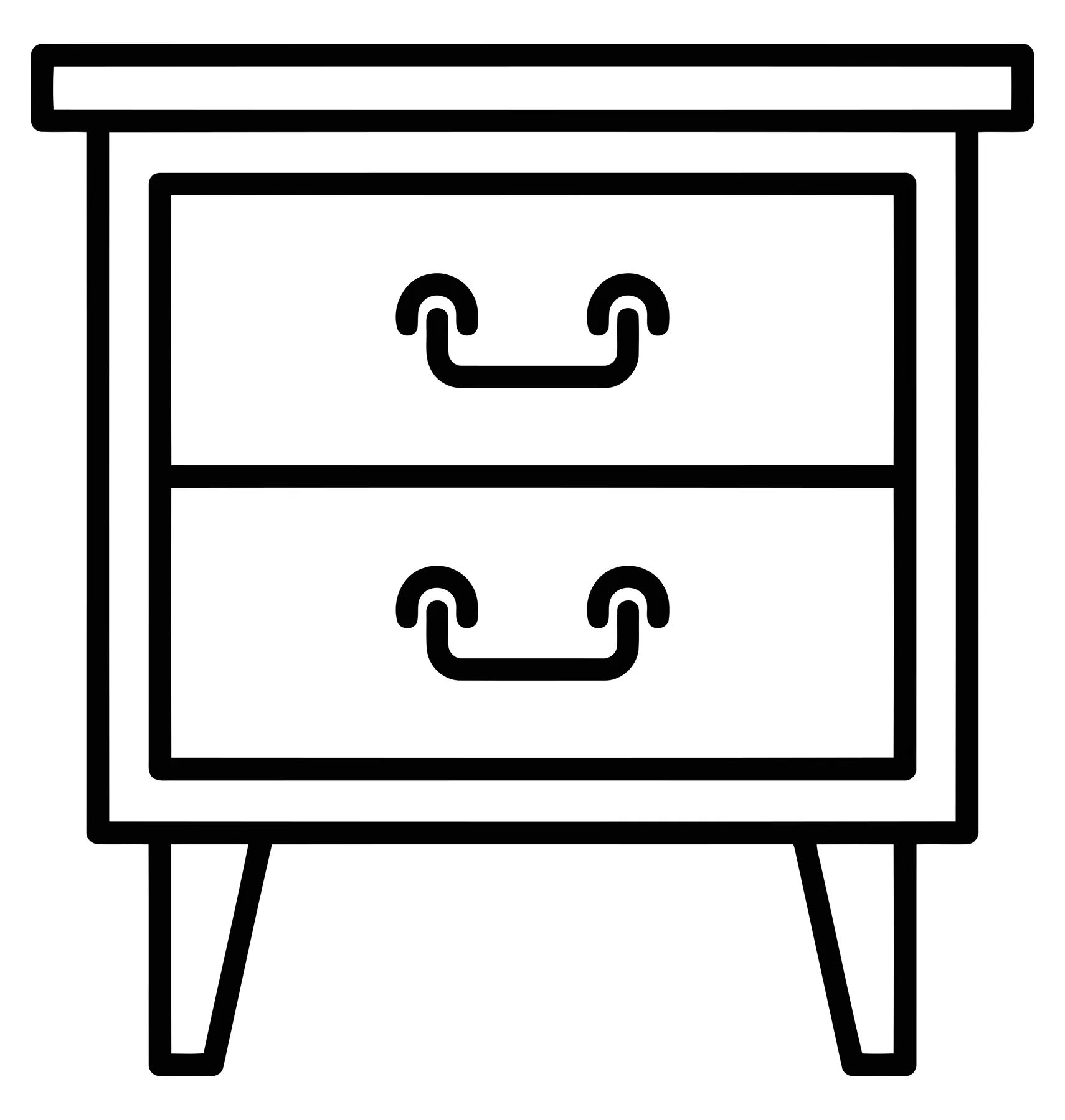 Minimalist Line Art Icon of a Two Drawer Nightstand