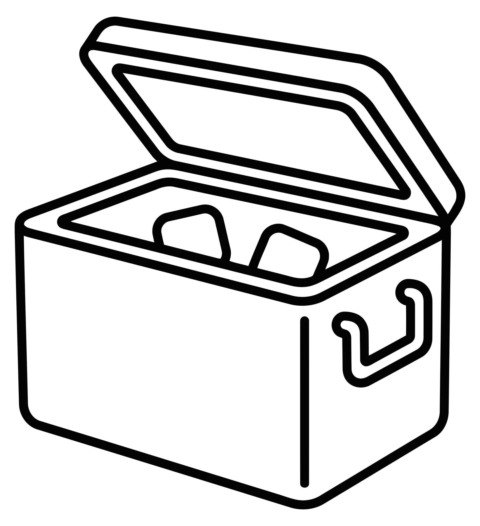 Open Portable Cooler Box Line Art Icon