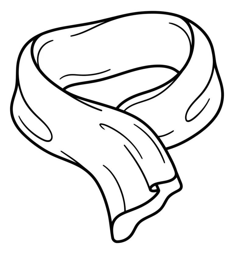 Minimalist Line Art Illustration of a Winter Scarf