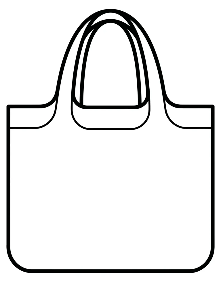 line art illustration of a simple tote bag