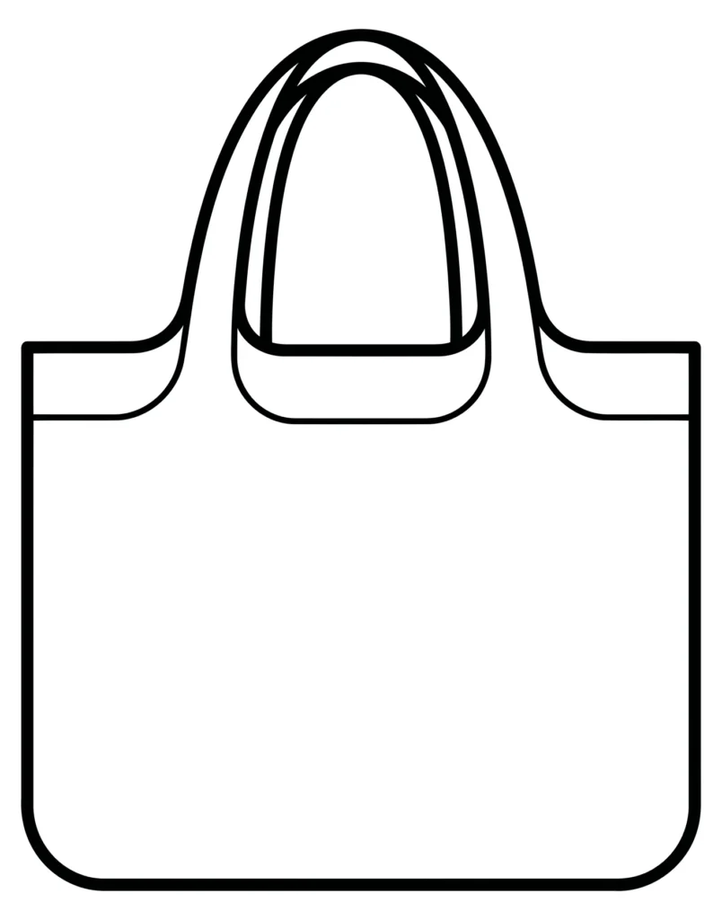 line art illustration of a simple tote bag