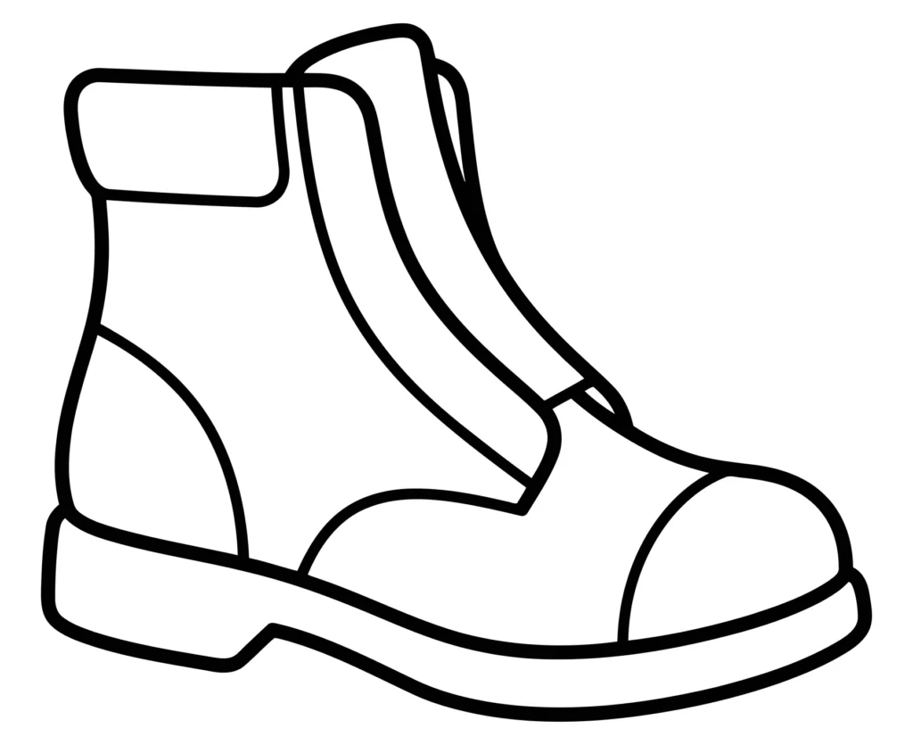 line art illustration of a sturdy leather work boot