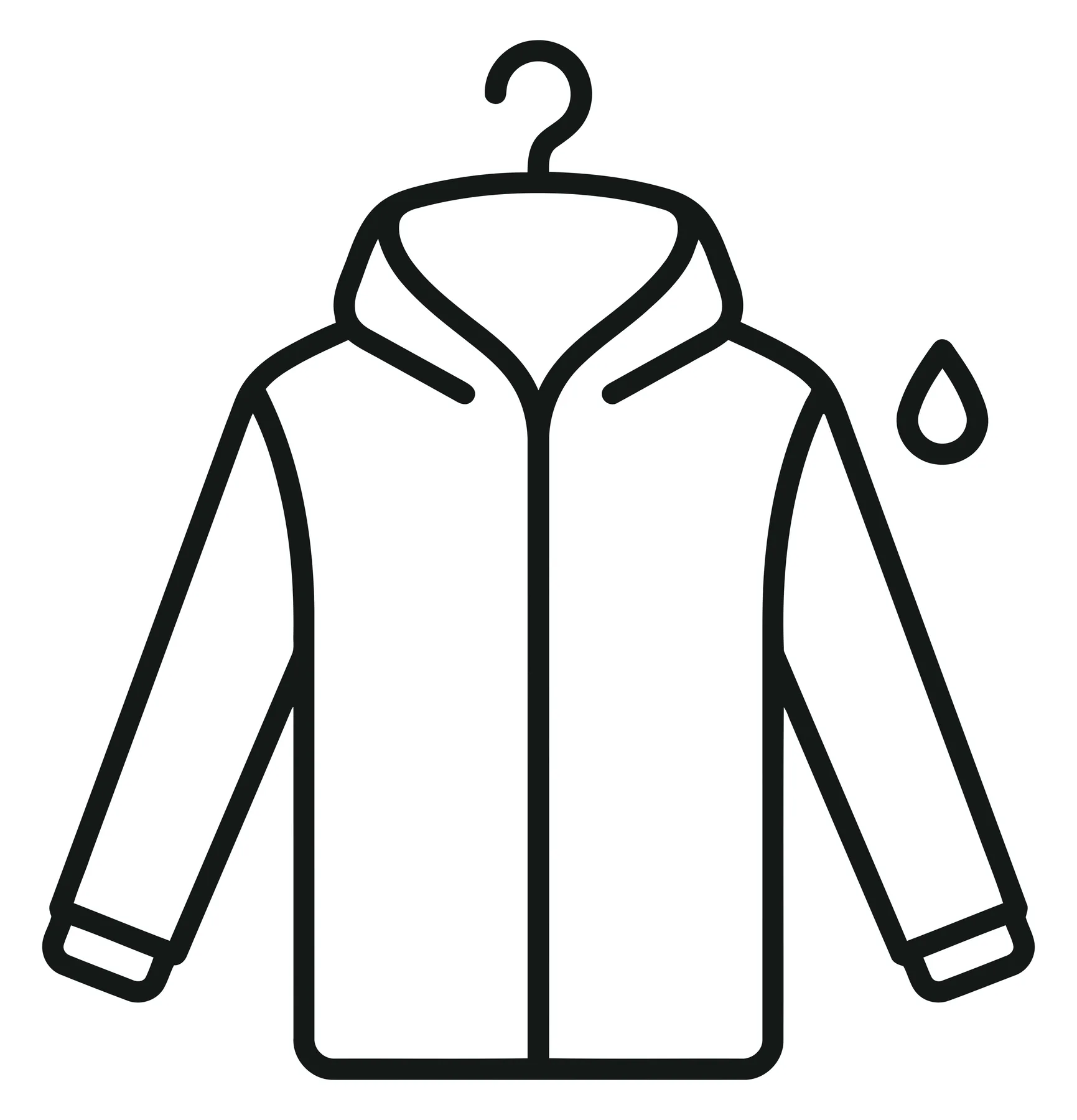 Waterproof Hooded Jacket Line Icon with Water Drop