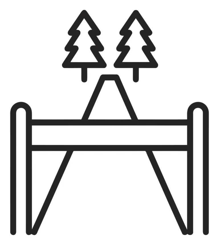 Minimalist Line Art of Mountain Landscape with Pine Trees
