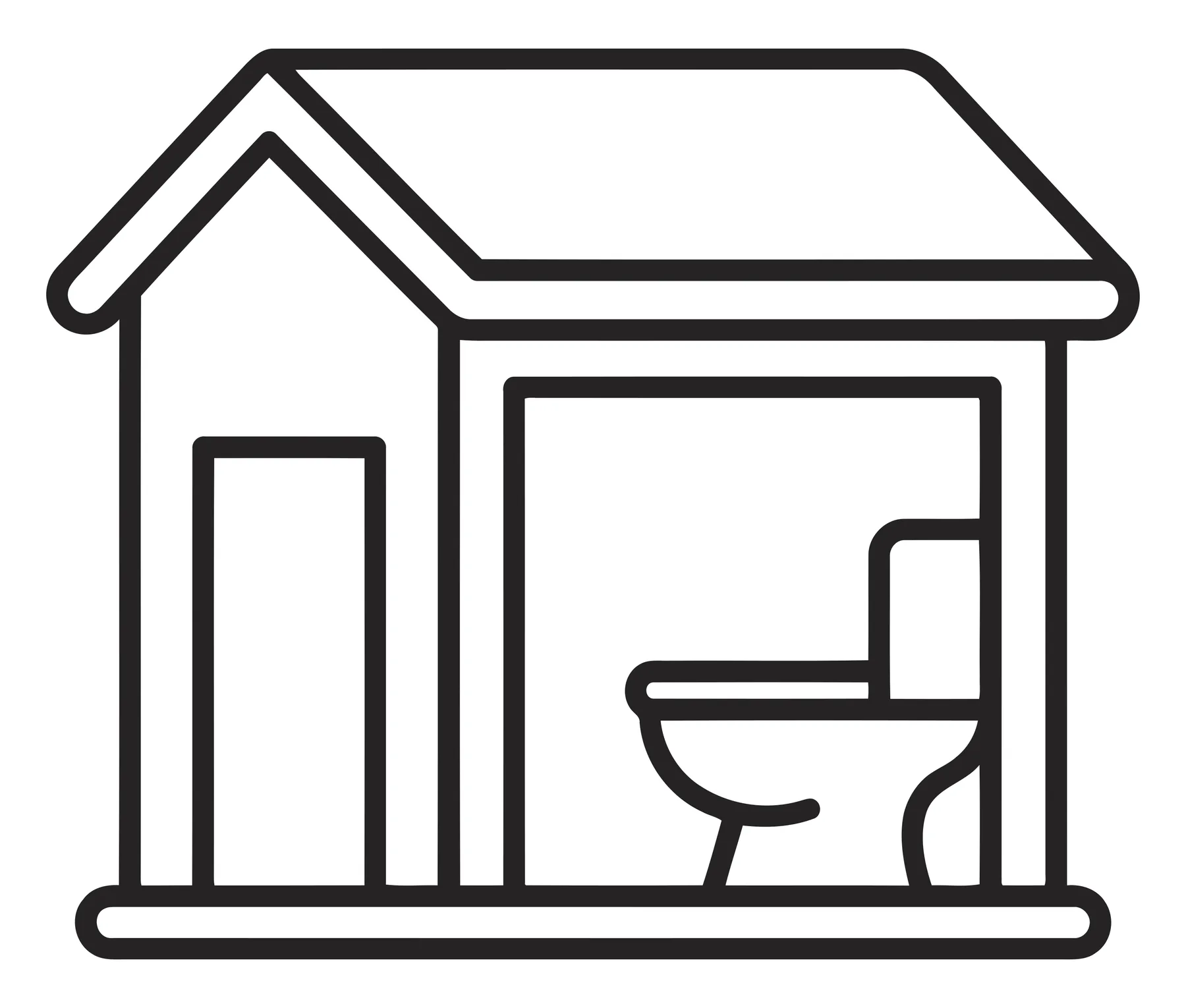 Minimalist Line Icon of a Public Restroom Facility