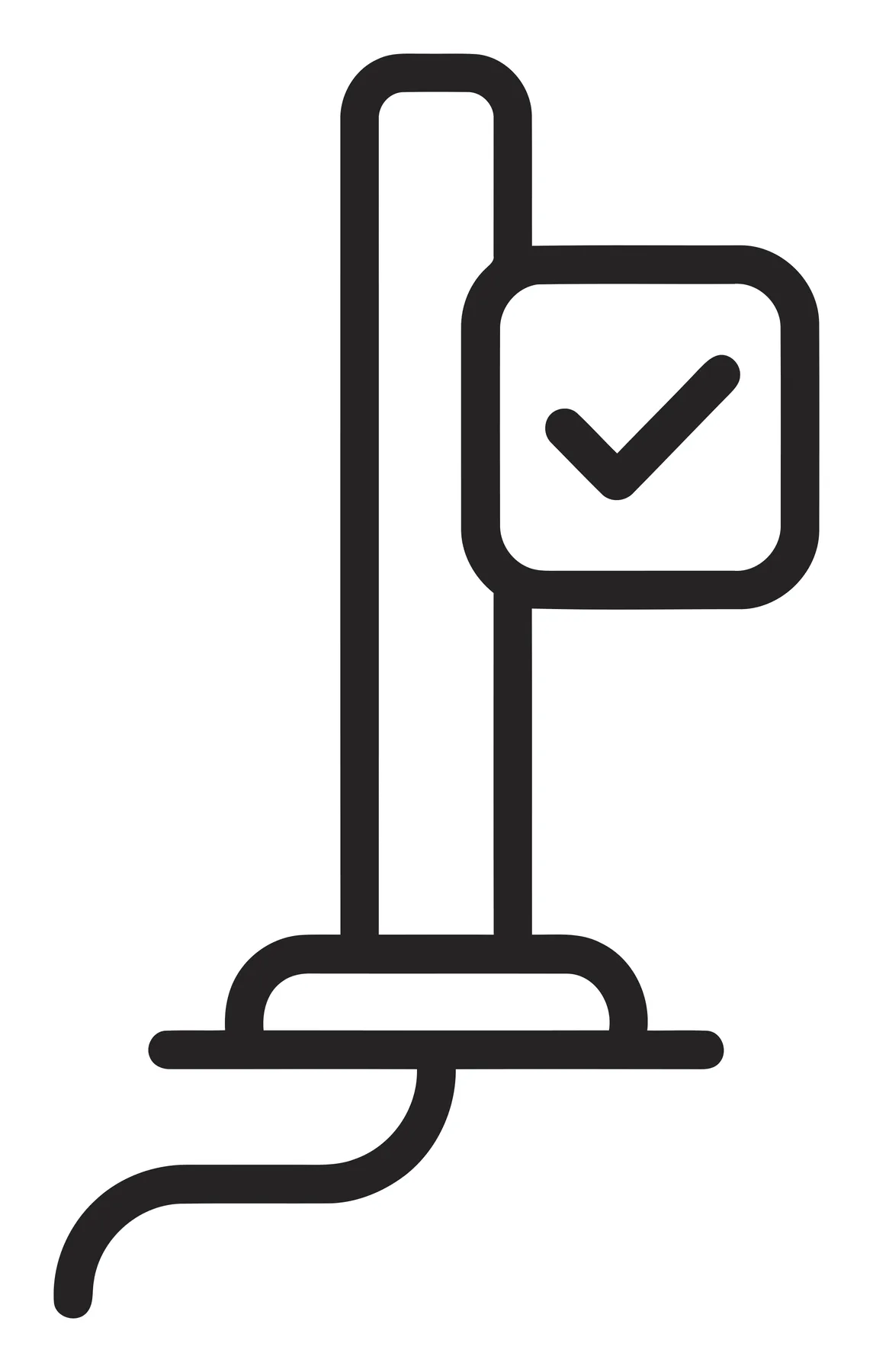 Standing Pole with Checkmark Symbol Verification Icon
