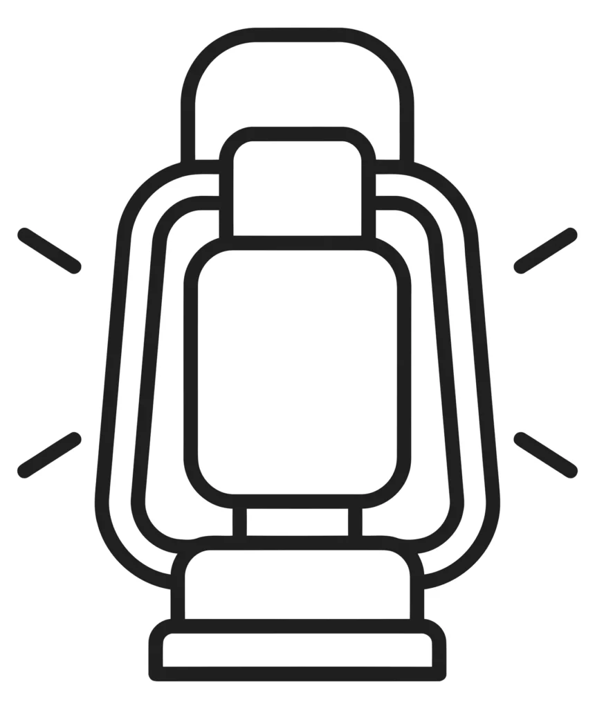 line icon of a vintage camping lantern