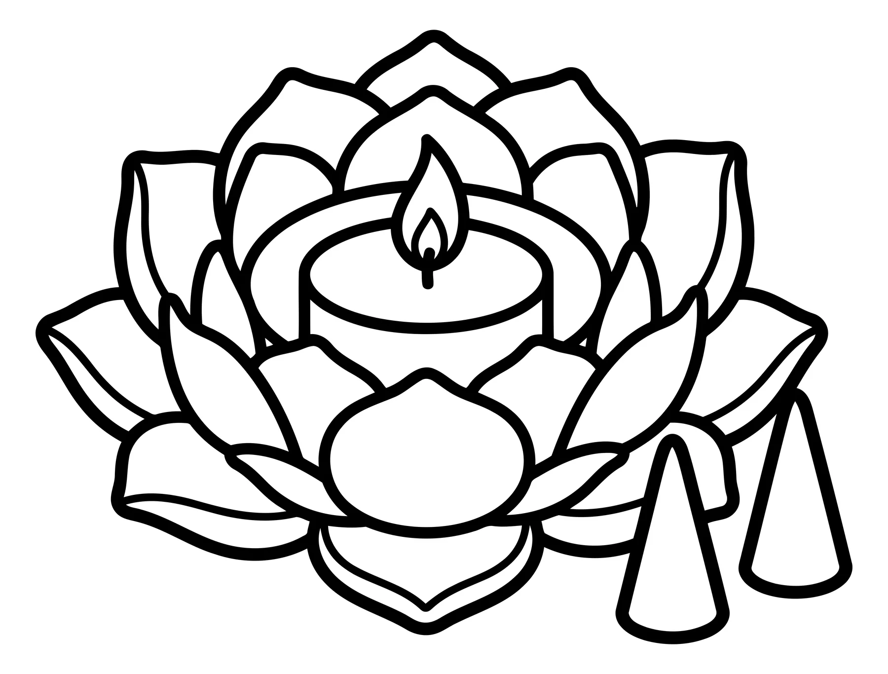 Lotus Flower Candle Holder with Incense Cones Line Art