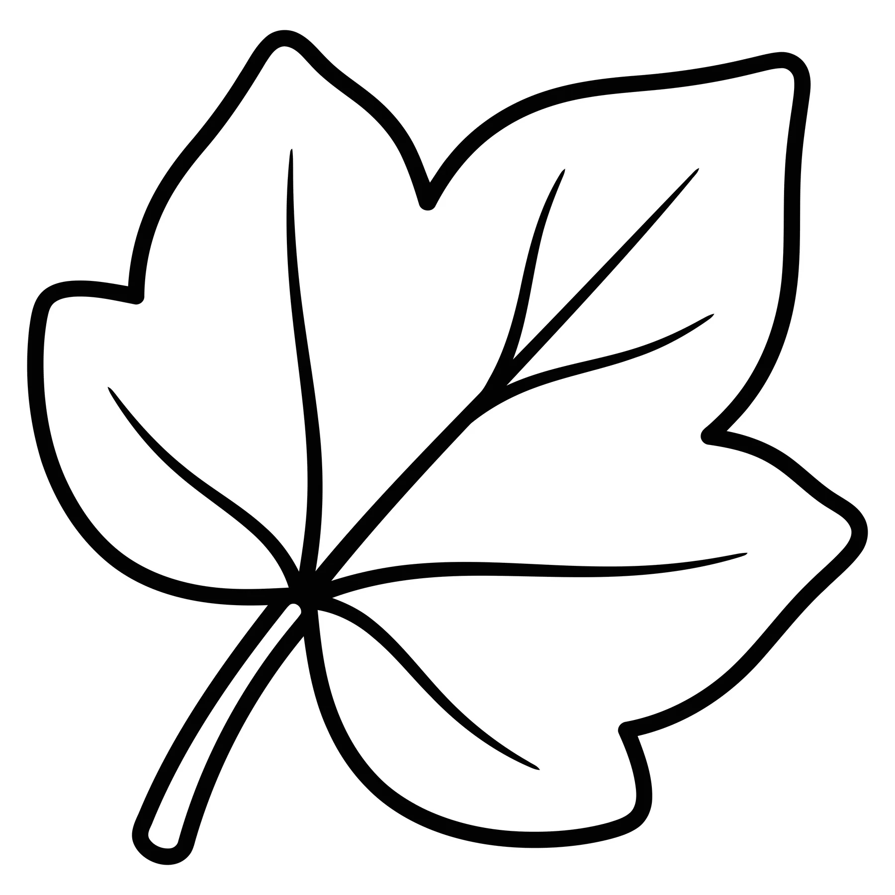 Simple Maple Leaf Line Art Icon