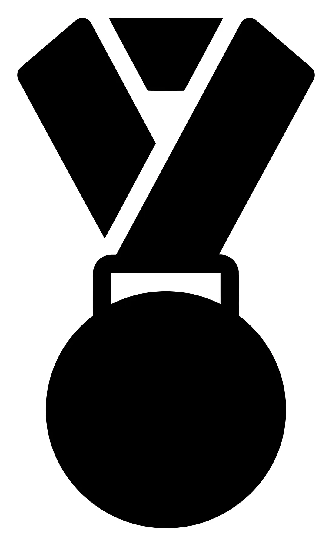 Black and White Medal Icon with Ribbon