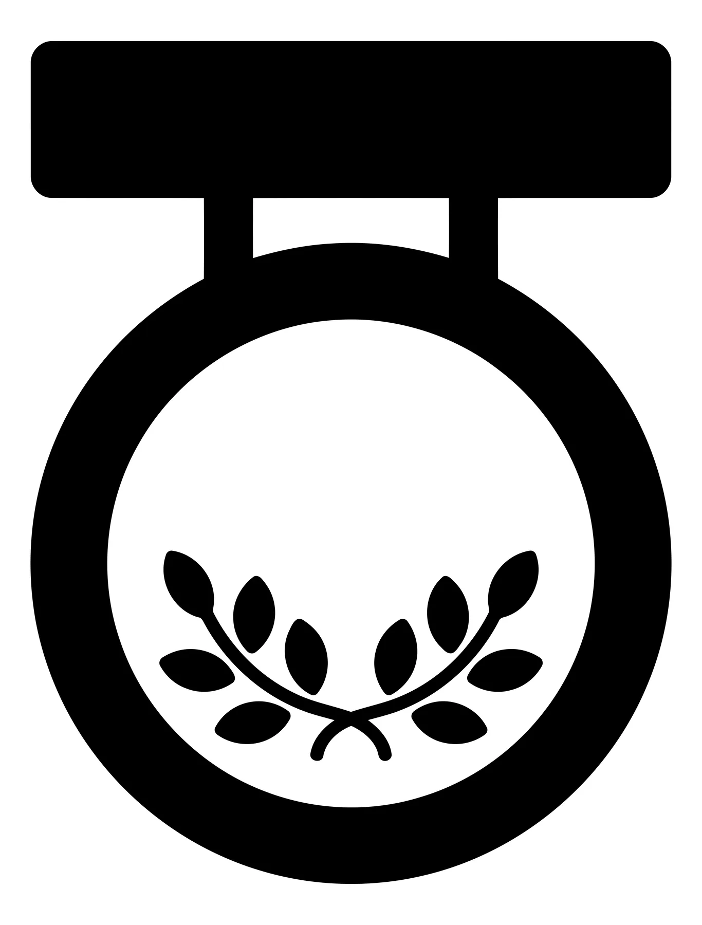 Black and White Medal Icon with Laurel Wreath