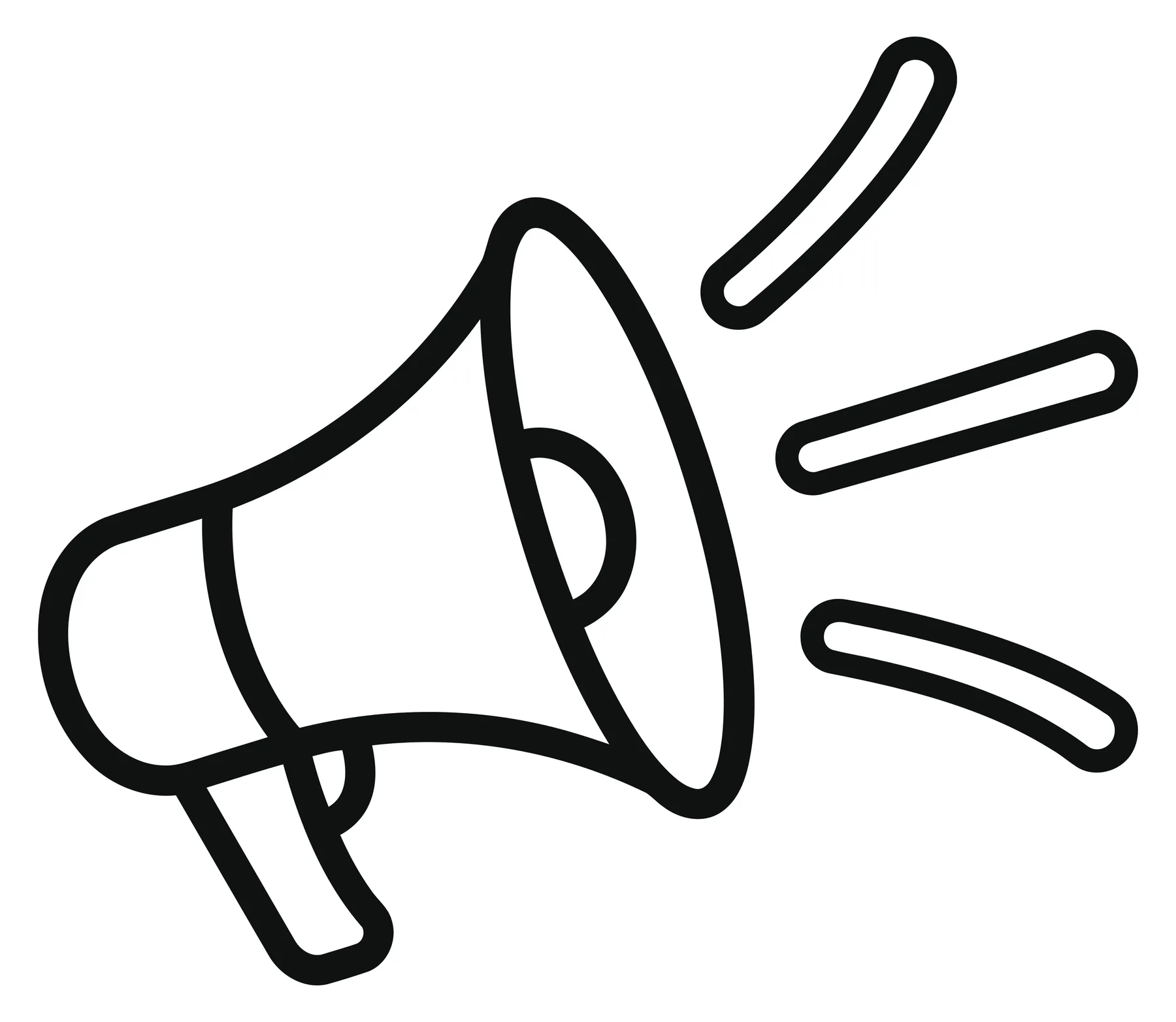 Black and white megaphone icon for announcements
