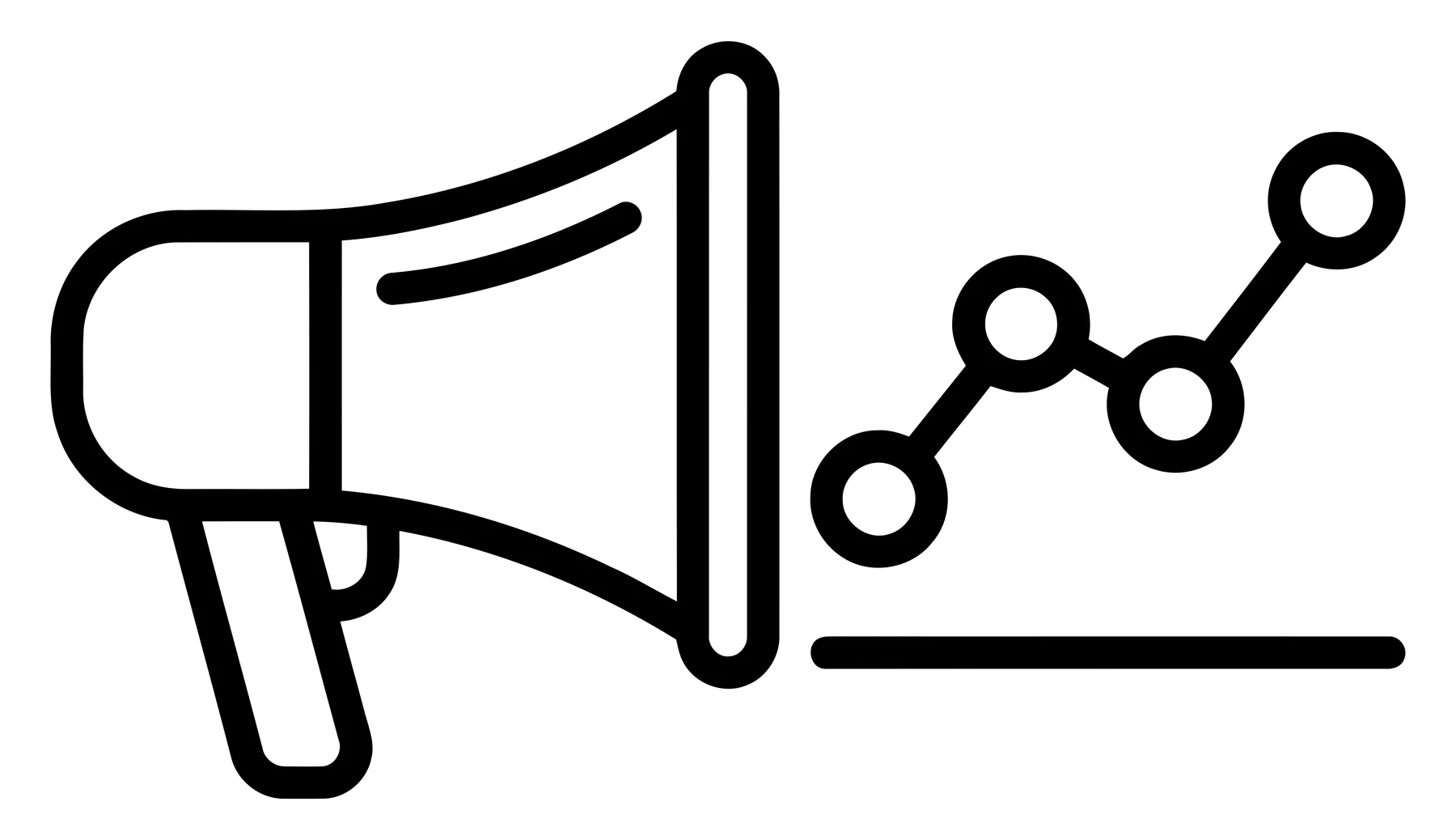 Megaphone with rising line graph icon for marketing growth