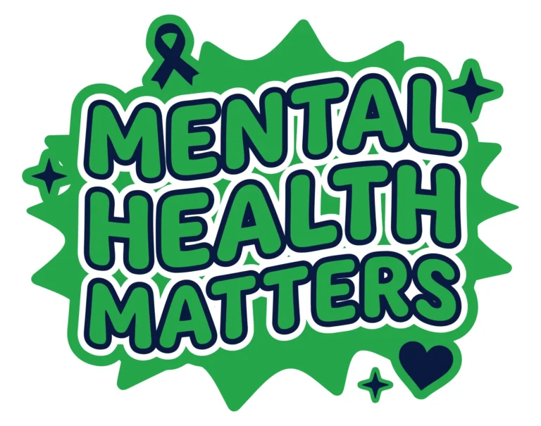 Mental Health Matters Green Speech Bubble with Awareness Ribbon