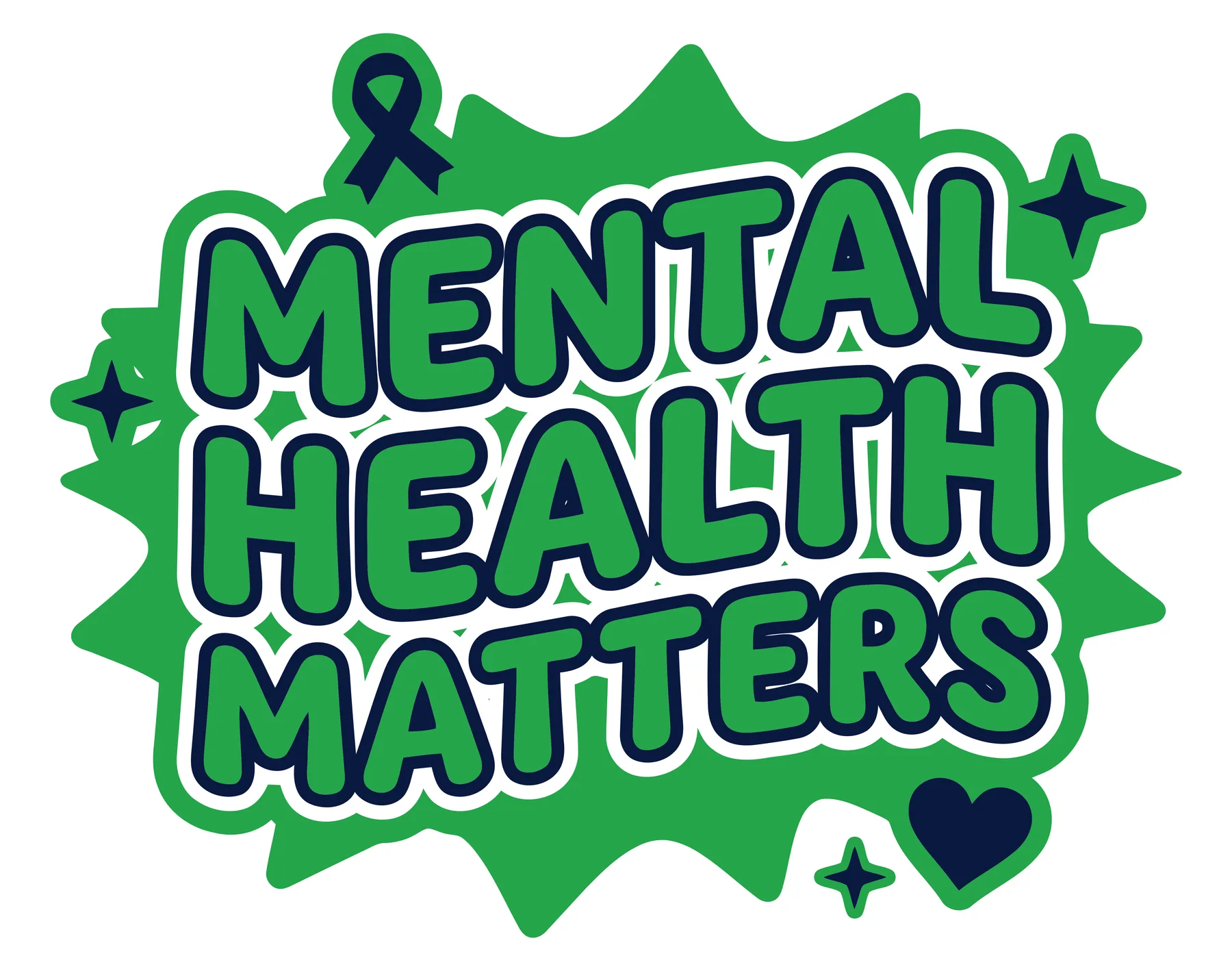Mental Health Matters Green Speech Bubble with Awareness Ribbon