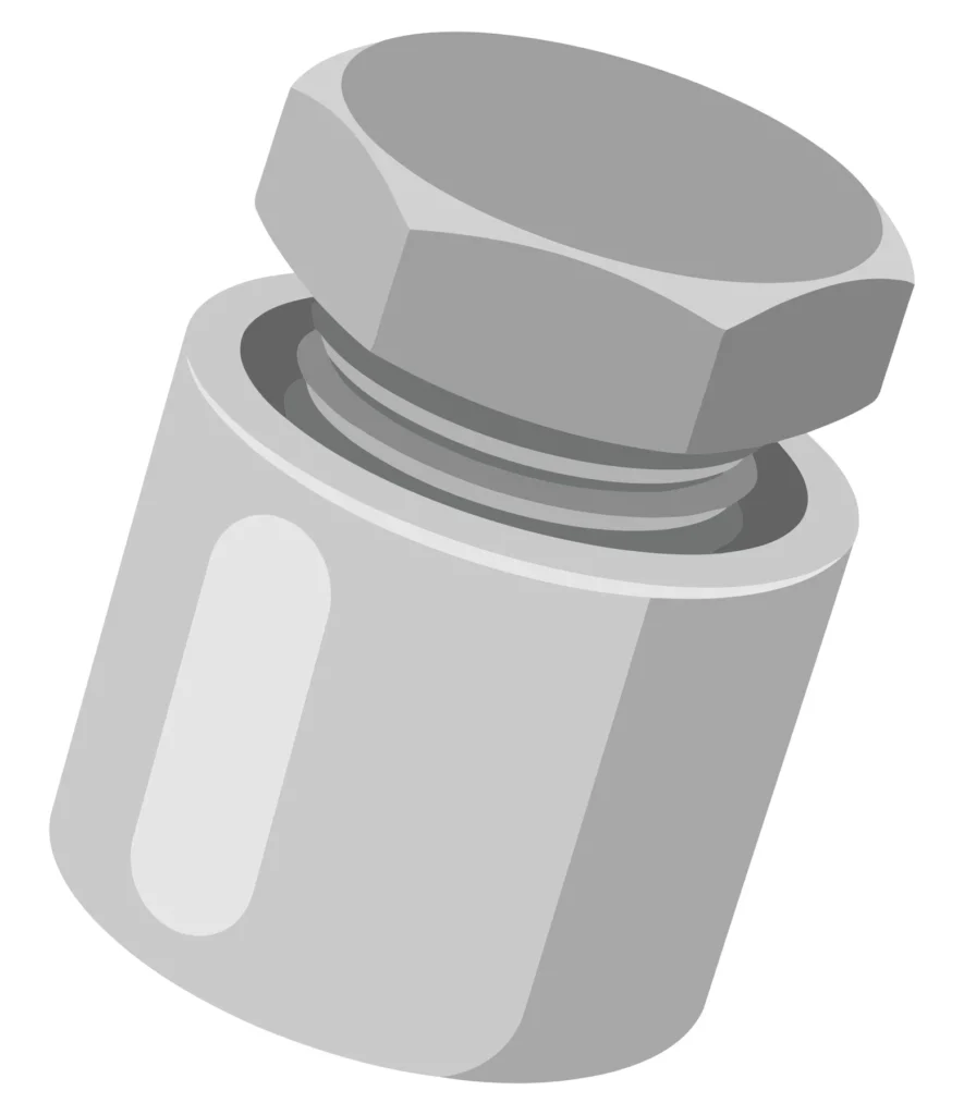 metal bolt and nut fastener