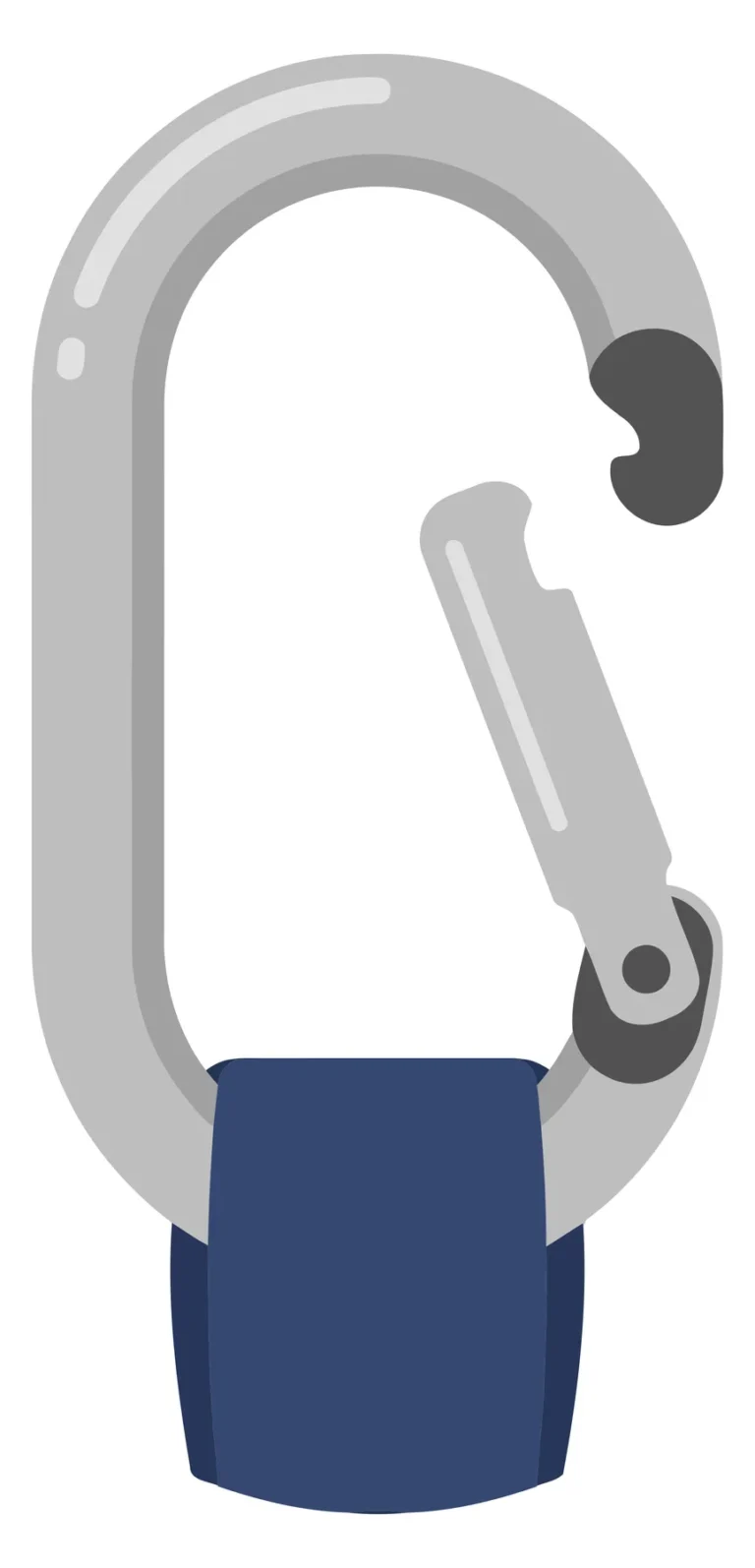 metal carabiner clip with blue fabric strap