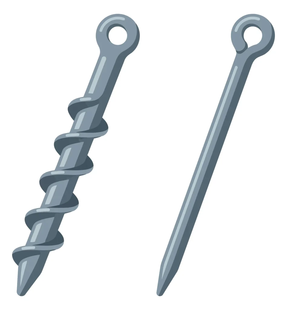 metal eye pins, one with a screw thread and one straight
