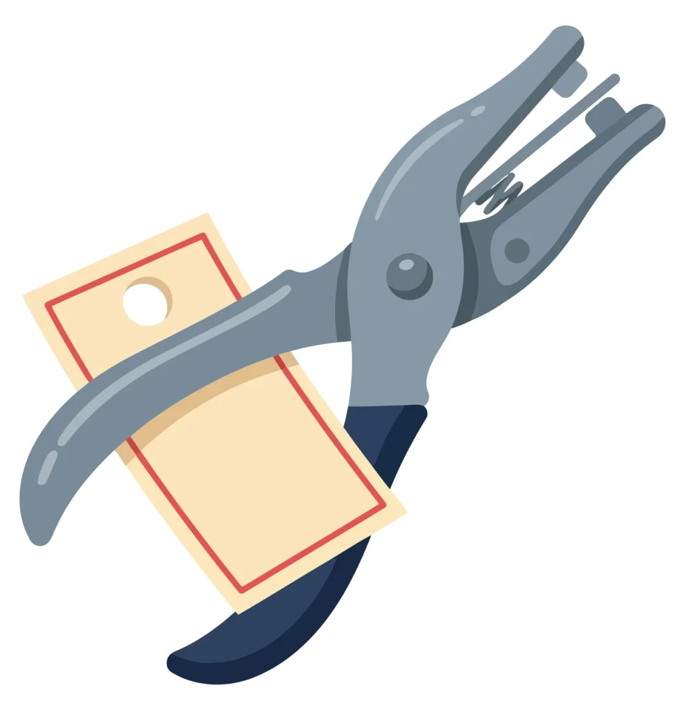 metal hand puncher with a tag