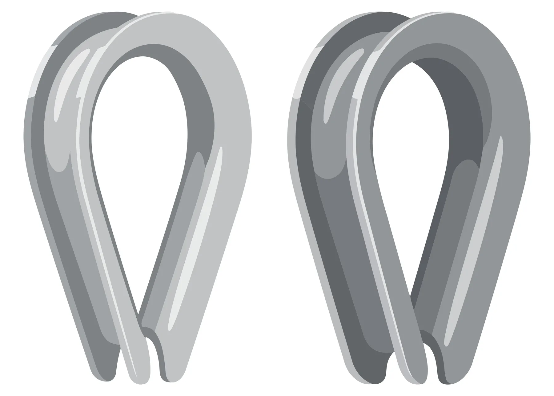 Pair of Metal Wire Rope Thimbles in Vector Style