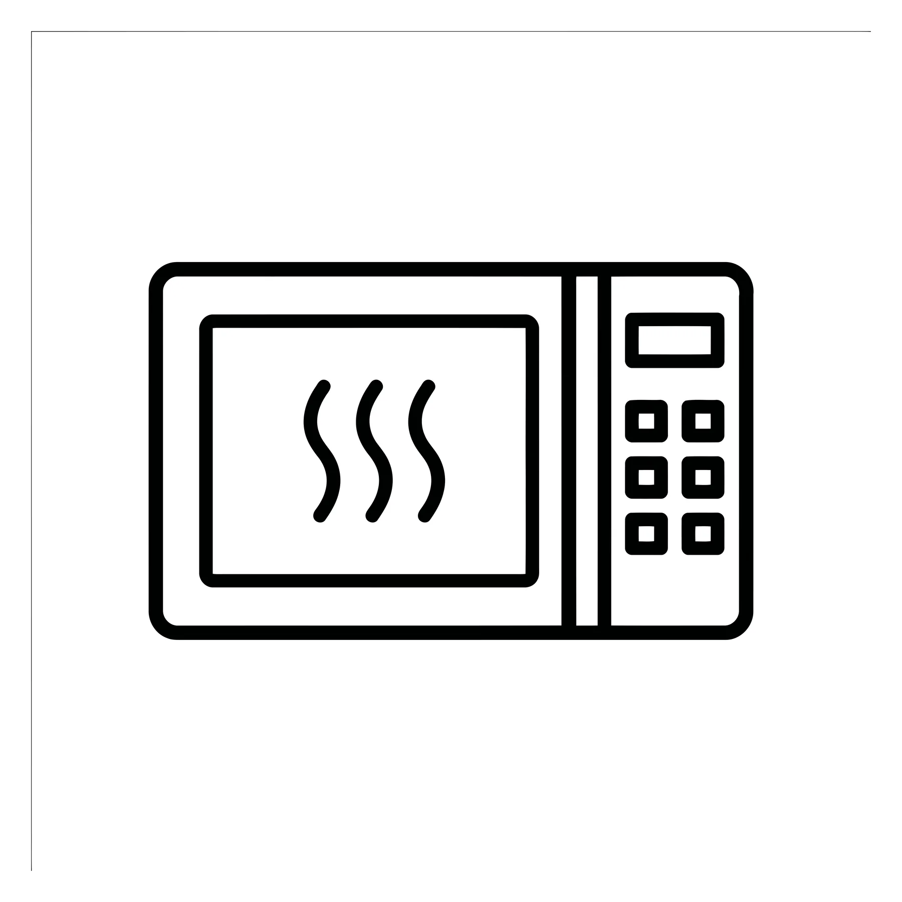 Black and white microwave oven line icon