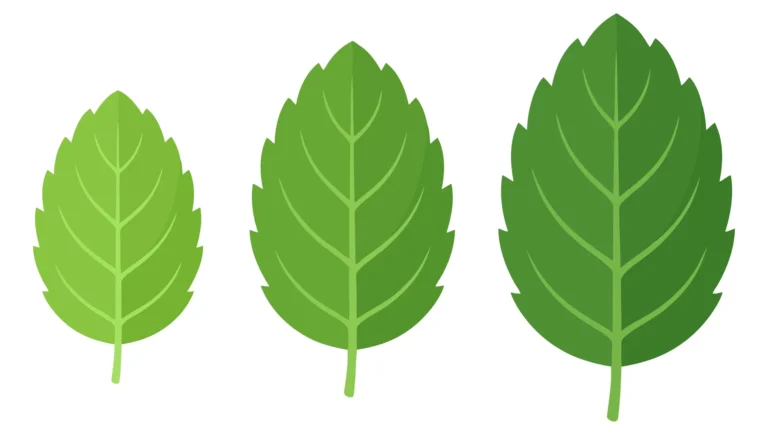mint leaves in various sizes set with serrated edges vector design