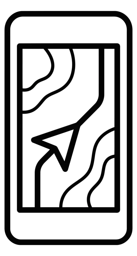 mobile navigation app icon with map and location pointer
