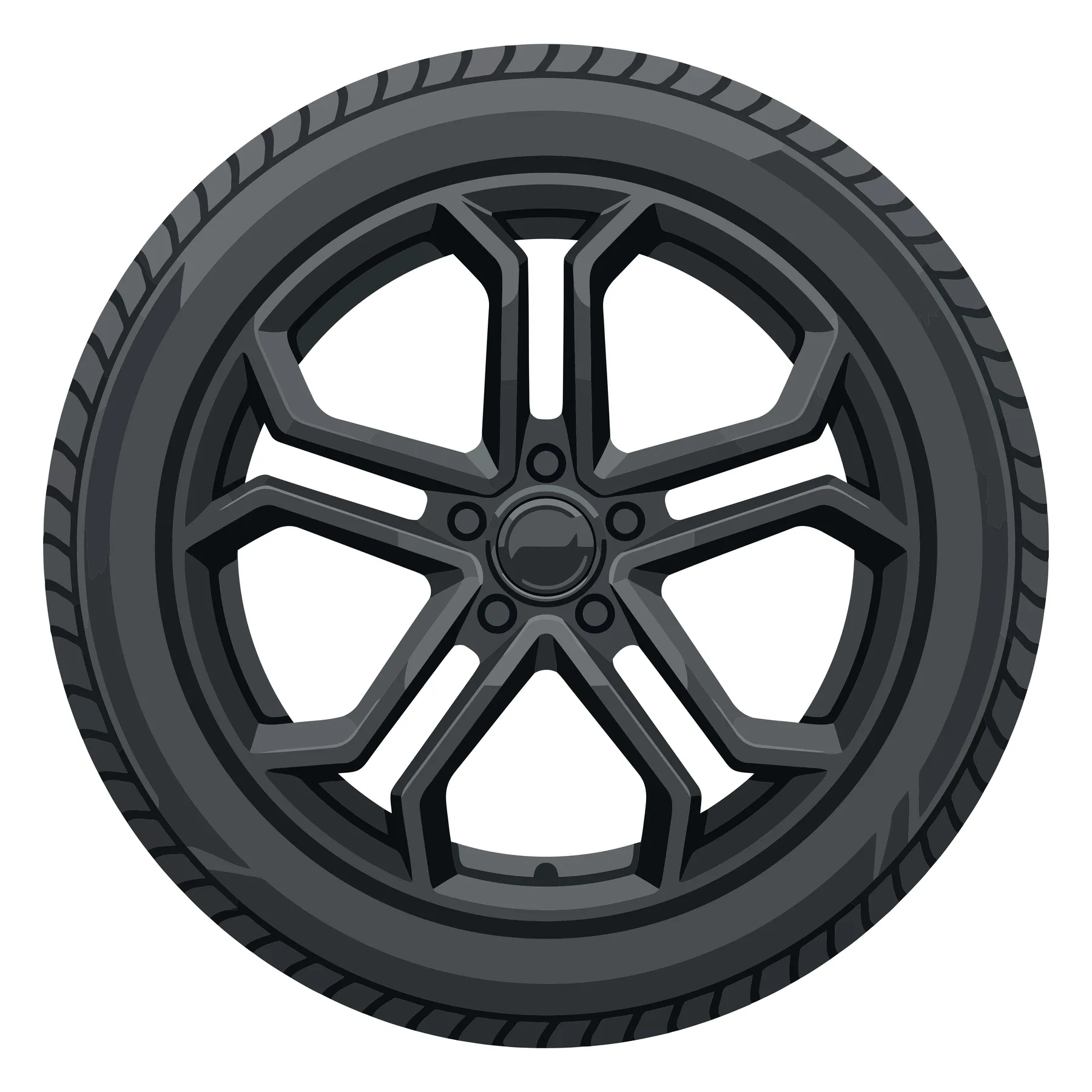 Modern Black Car Wheel Rim Vector Design
