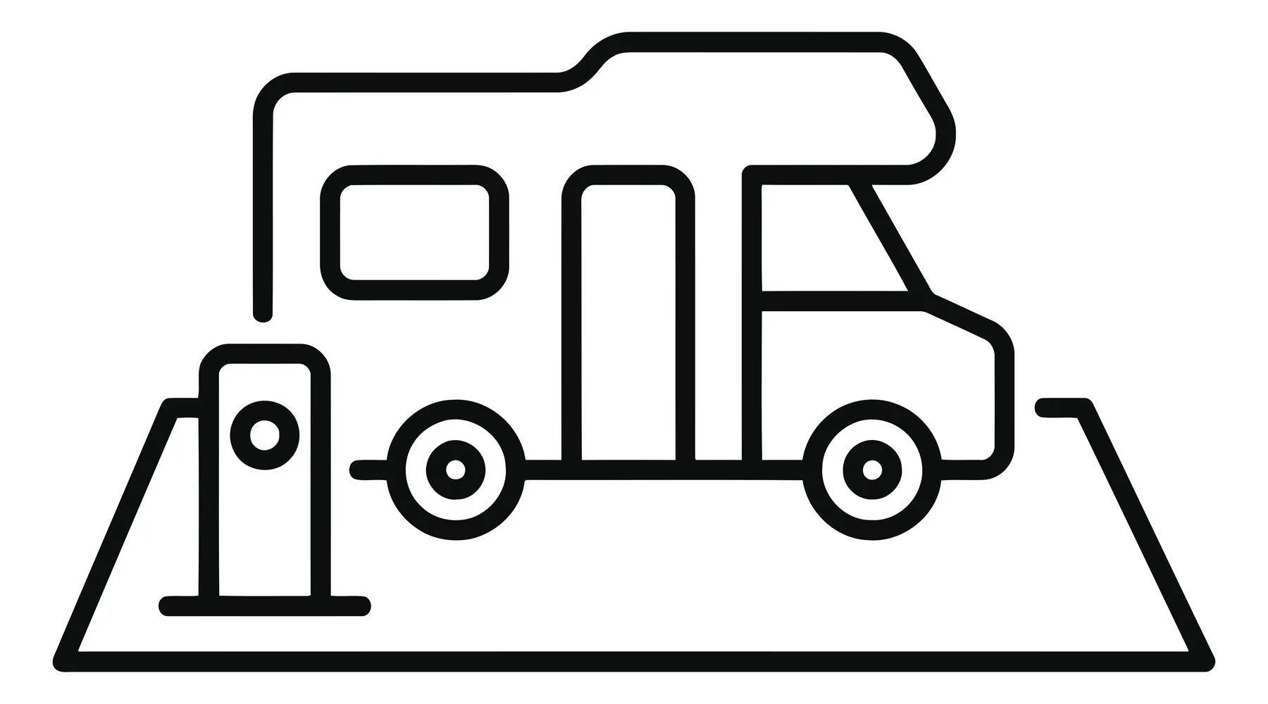 Motorhome Charging at Electric Station Vector Icon