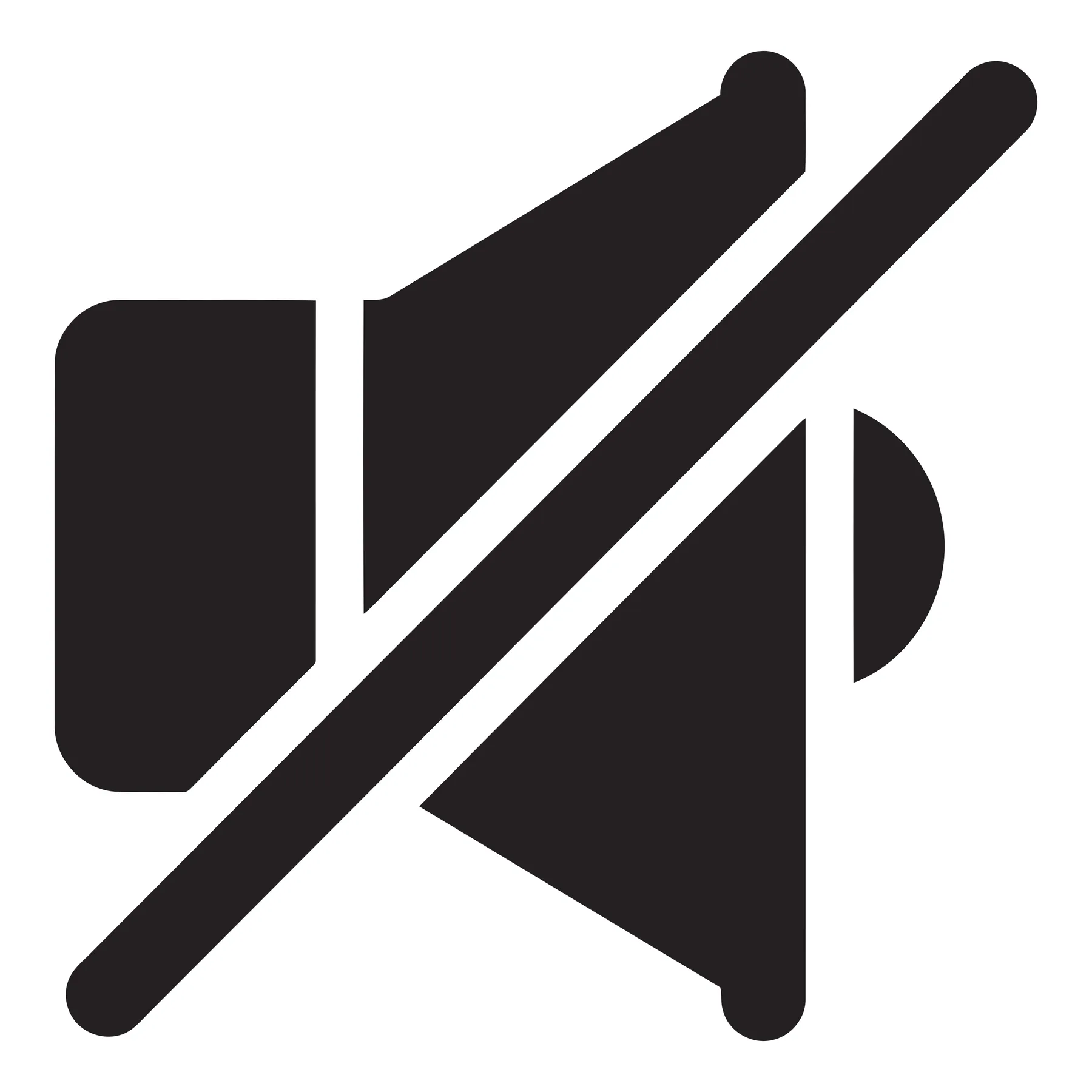Muted speaker icon with diagonal slash symbol