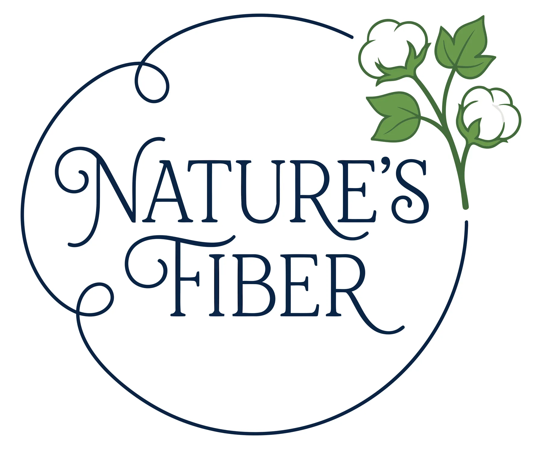 Nature’s Fiber Logo with Cotton Plant Illustration