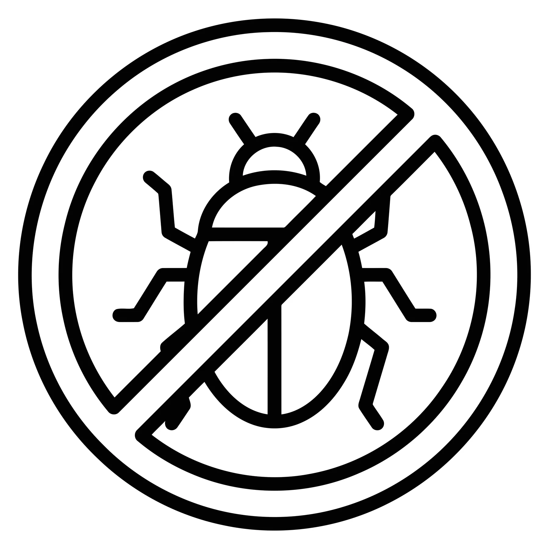 No Bugs Prohibited Sign Icon in Black and White