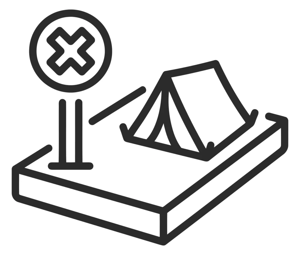 no camping icon, prohibited tent sign, camping not allowed symbol