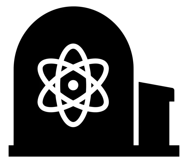 Black and White Nuclear Power Plant Icon