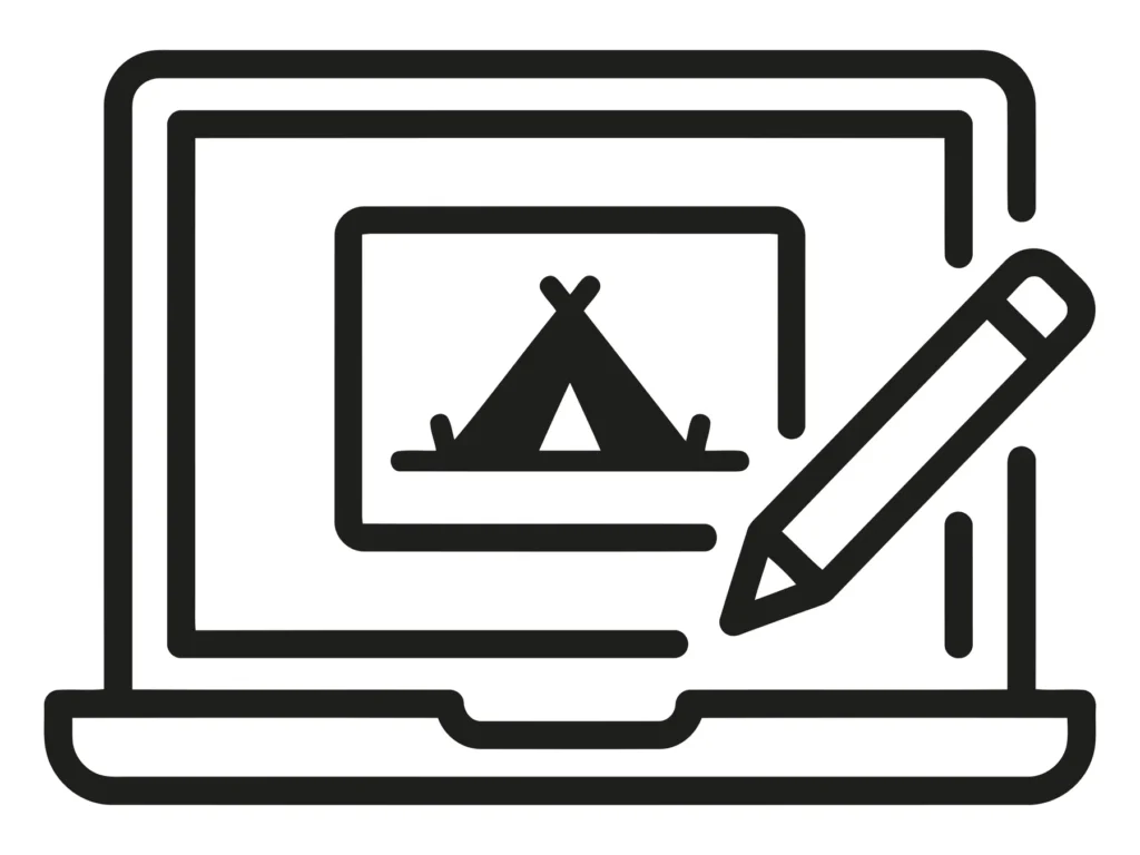online camping reservation or planning icon