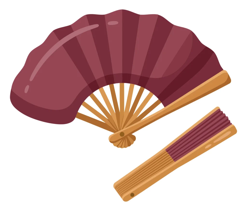Open and Closed Traditional Folding Hand Fans Illustration open and closed folding hand fans